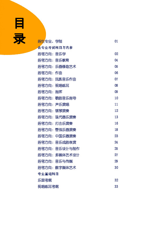 2021年上海音乐学院本科艺术类招生专业目录及考试大纲